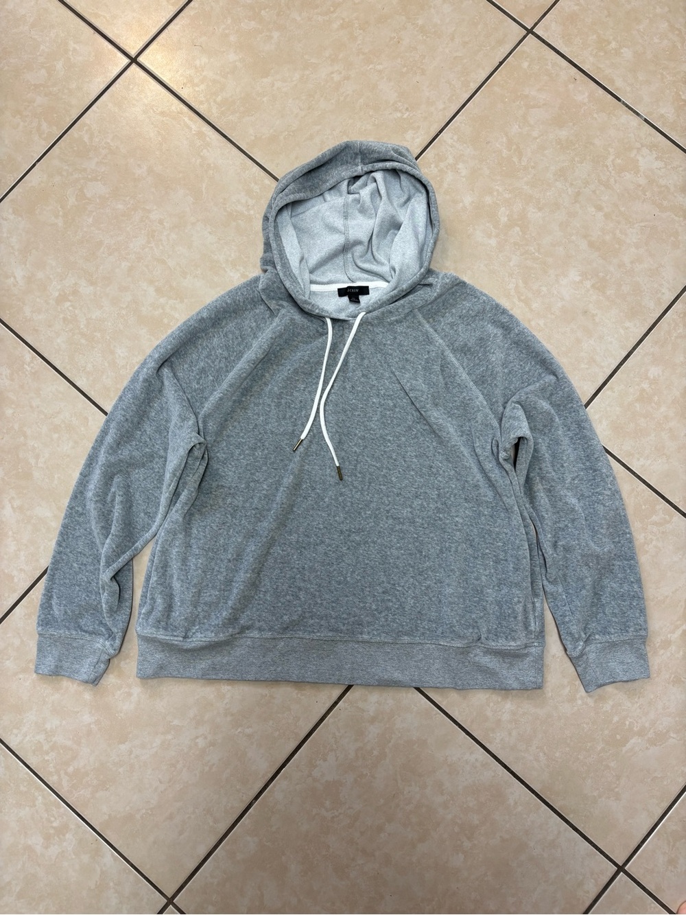 J. Crew Gray Velour Hoodie Women’s Size XL